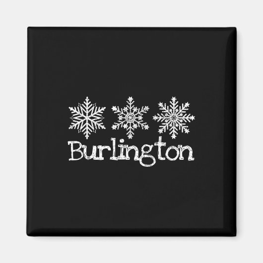 Aimant Burlington Vermont Snowflakes Ski Skier Rus (Devant)