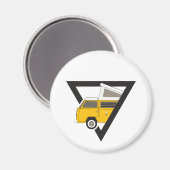 Aimant bus jaune classique triangle (Recto/Verso)