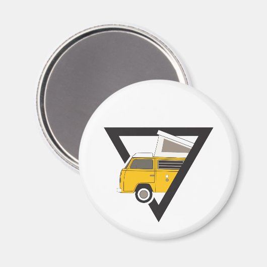 Aimant bus jaune classique triangle (Recto/Verso)