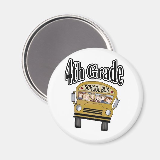 Aimant Bus scolaire avec enfants 4e année (Recto/Verso)