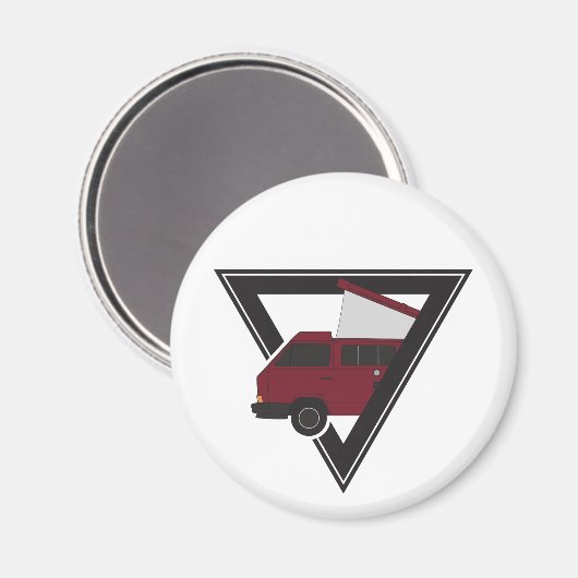 Aimant bus triangle maroon (Recto/Verso)