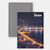Aimant Busan Skyline nuit Voyage (Recto/Verso)