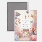 Aimant Butterflies et fleurs de la Tour Eiffel Sauvez la (Recto/Verso)