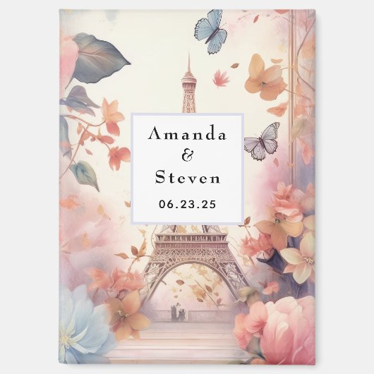 Aimant Butterflies et fleurs de la Tour Eiffel Sauvez la (Recto)