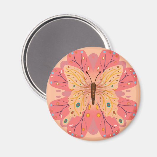 Aimant Butterfly Birthday Peach and Pink (Recto/Verso)