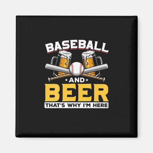 Aimant Buveur de bière Baseball Humour de bière Anniversa (Devant)