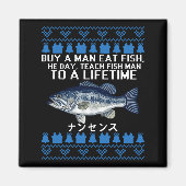 Aimant Buy A Man Eat Fish Funny Ugly Christmas Sweaters L (Devant)