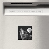 Aimant BW Wolf Howling at Moon (In Situ (Lave-vaisselle))