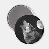 Aimant BW Wolf Howling at Moon (Recto/Verso)
