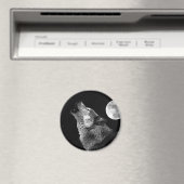 Aimant BW Wolf Howling at Moon (In Situ (Lave-vaisselle))