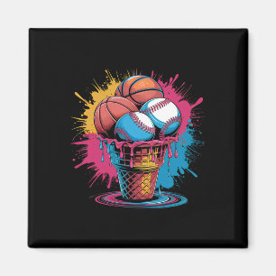 Aimant Bysebyll Bysketbyll Crème Glacée Aquarelle Sports