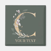 Aimant C Monogramme Floral Personnalisé (Devant)