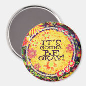 Aimant Ça va aller Inspirational Jaune Floral (Recto/Verso)