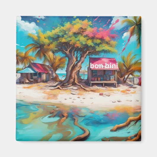 Aimant cabane de plage de Bonaire (Devant)