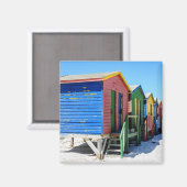 Aimant Cabanes de plage colorées (Recto/Verso)