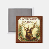 Aimant Cabine de cerfs personnalisé avec grain de bois (Recto/Verso)