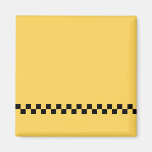 Aimant Cabine jaune à damiers motif