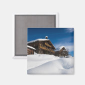 Aimant Cabines traditionnels en bois de neige (Recto/Verso)