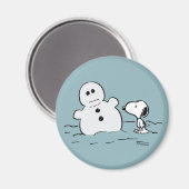Aimant cacahuètes | Snoopy Construit Un Snowman (Recto/Verso)