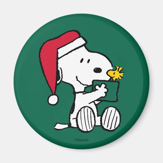 Aimant cacahuètes | Snoopy Père Noël & Woodstock Cadeau (Devant)