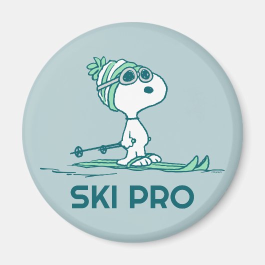 Aimant cacahuètes | Snoopy sur Skis (Devant)