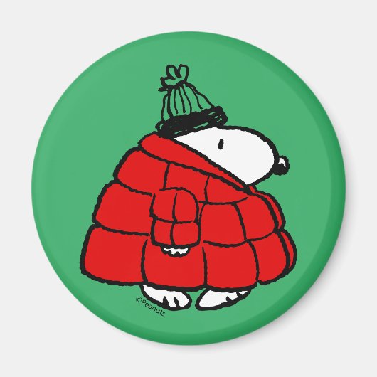 Aimant cacahuètes | Veste Snoopy Red Puffer (Devant)
