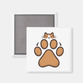 Aimant Cachet de chat mignon en Empreinte de patte - Illu (Recto/Verso)
