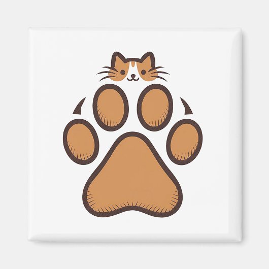 Aimant Cachet de chat mignon en Empreinte de patte - Illu (Devant)