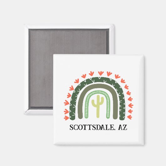 Aimant Cactus Arc-en-ciel Désert moderne Sud-Ouest Propre (Recto/Verso)