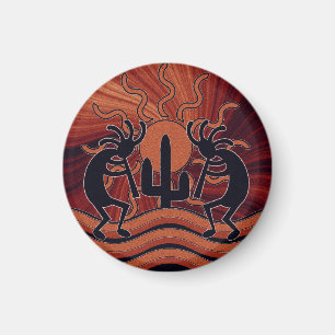 Aimant Cactus du sud-ouest Kokopelli de coucher du soleil