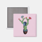 Aimant Cactus épineux avec des fleurs (Recto/Verso)