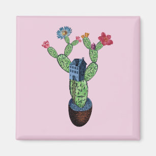 Aimant Cactus épineux avec des fleurs