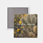 Aimant Cactus et fleurs sauvages insouciants, Arizona (Recto/Verso)