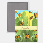 Aimant Cactus et papillons fantaisistes (Recto/Verso)
