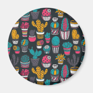 Aimant Cactus tiré par la main dans le motif de style de