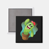 Aimant Cactus végétal de dessin animé heureux (Recto/Verso)