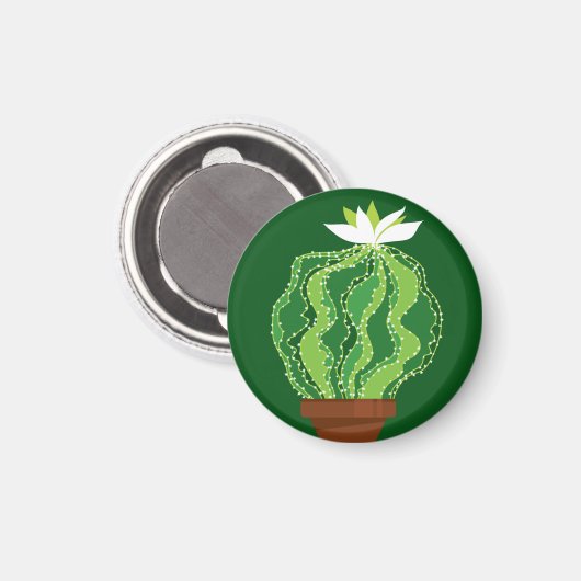 Aimant Cactus vert : motif abstrait naturel. (Recto/Verso)