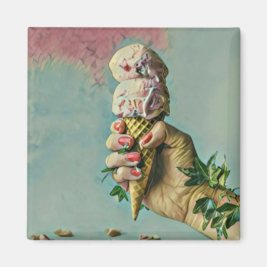 Aimant Cadeau amoureux de crème glacée (Devant)