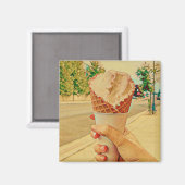 Aimant Cadeau amoureux de crème glacée (Recto/Verso)