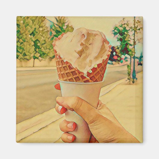 Aimant Cadeau amoureux de crème glacée (Devant)