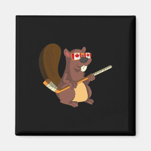Aimant Cadeau d'animal mignon canadien Castor Feuille d'é