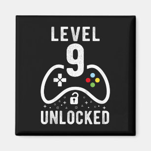 Aimant Cadeau d'anniversaire 9 ans de jeu vidéo Niveau 9
