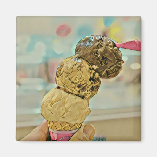 Aimant Cadeau d'anniversaire de crème glacée (Devant)