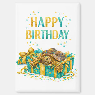 Aimant Cadeau d'anniversaire Tortue sulcata sarcelle et o
