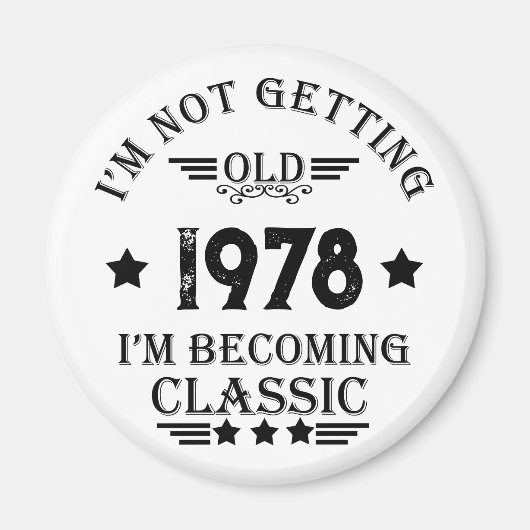 Aimant Cadeau d'anniversaire vintage personnalisé (Devant)