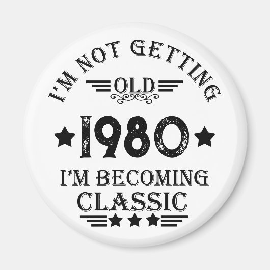 Aimant Cadeau d'anniversaire vintage personnalisé (Devant)