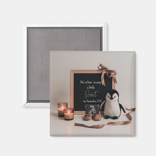 Aimant Cadeau d'annonce de grossesse boho terreux neutre (Recto/Verso)