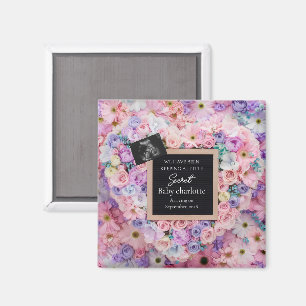 Aimant Cadeau d'annonce de grossesse Cœur Floral Pastel