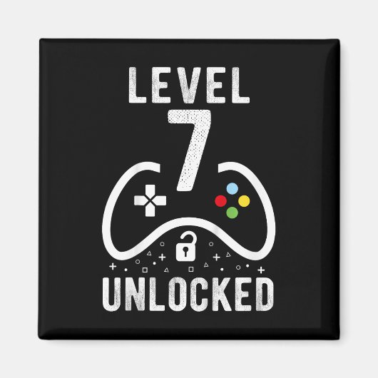 Aimant Cadeau de 7e anniversaire de jeu vidéo Niveau 7 dé (Devant)
