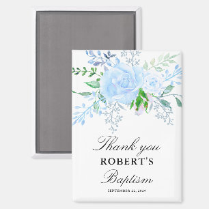 Aimant Cadeau de baptême Floral Blue Boy